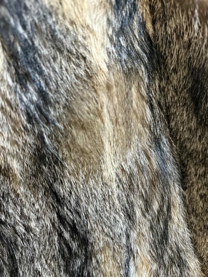 Abrigo de piel de zorro gris real vintage largo con capucha | Gris plata natural real Foto 4 de 4