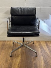 VINTAGE EAMES VITRA  BLACK LEATHER SOFT PAD GROUP 4 AVAILABLE