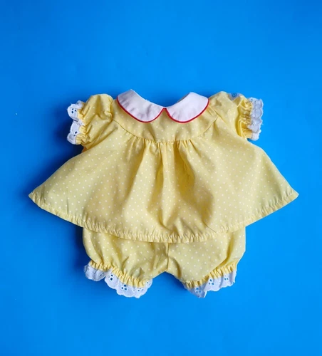 HTF UT Tag Vtg Cabbage Patch Doll Dress Yellow /White Dot READ Description