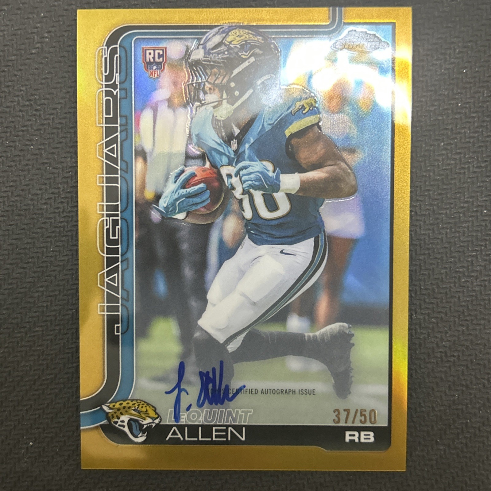 LeQuint Allen Topps Chrome Sapphire Edition Rookie Autographs #RALEA Gold