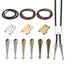 Bolo Tie Kit with 3 Slide Clasp Rope, 6 Cord End Cap, Golden/Silver/Bronze
