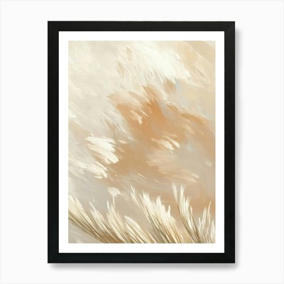 Neutraler Pinselstrich Abstrakt Beige Gerahmt Wandbild Poster Leinwanddruck Bild