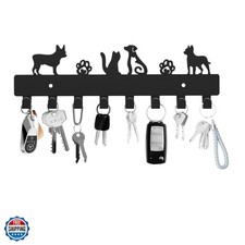 Key Hooks with 8 Hooks Wall Mounted, Key Holder for Wall Decor, Dog Key Holde...