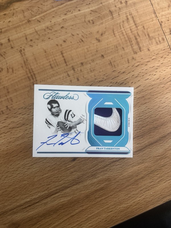2023 Panini Flawless Fran Tarkenton 1/1 One Of One Nike Patch Auto Vikings