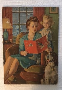 Antique 1940’s Children’s Puzzle Mother Child Dog Mother Goose