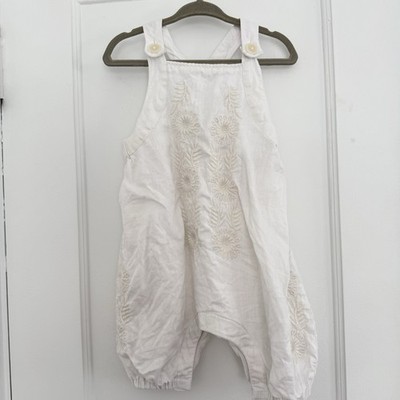 BR baby Banana Republic Embroidered Linen Cotton Romper 6-12 Months
