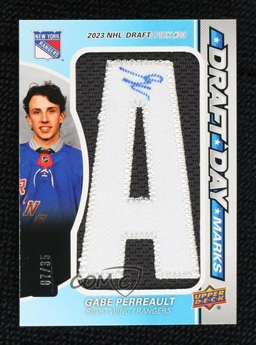 Gabe Perreault #DDM-GP 2025 SP Game Used Draft Day Marks card