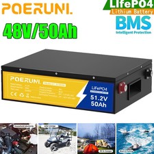 50Ah 48V LiFePO4 Lithium Battery 2560Wh Built-in BMS Deep Cycles For Golf Carts