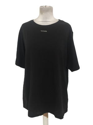 Puma Women's T-shirt Black Oversized Fit Short Sleeve Logo Round Neck New