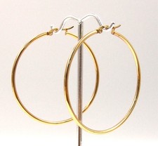 Hoop Earrings Yellow Gold PVD 2 inch Stainless Surgical Steel Hypoallergenic