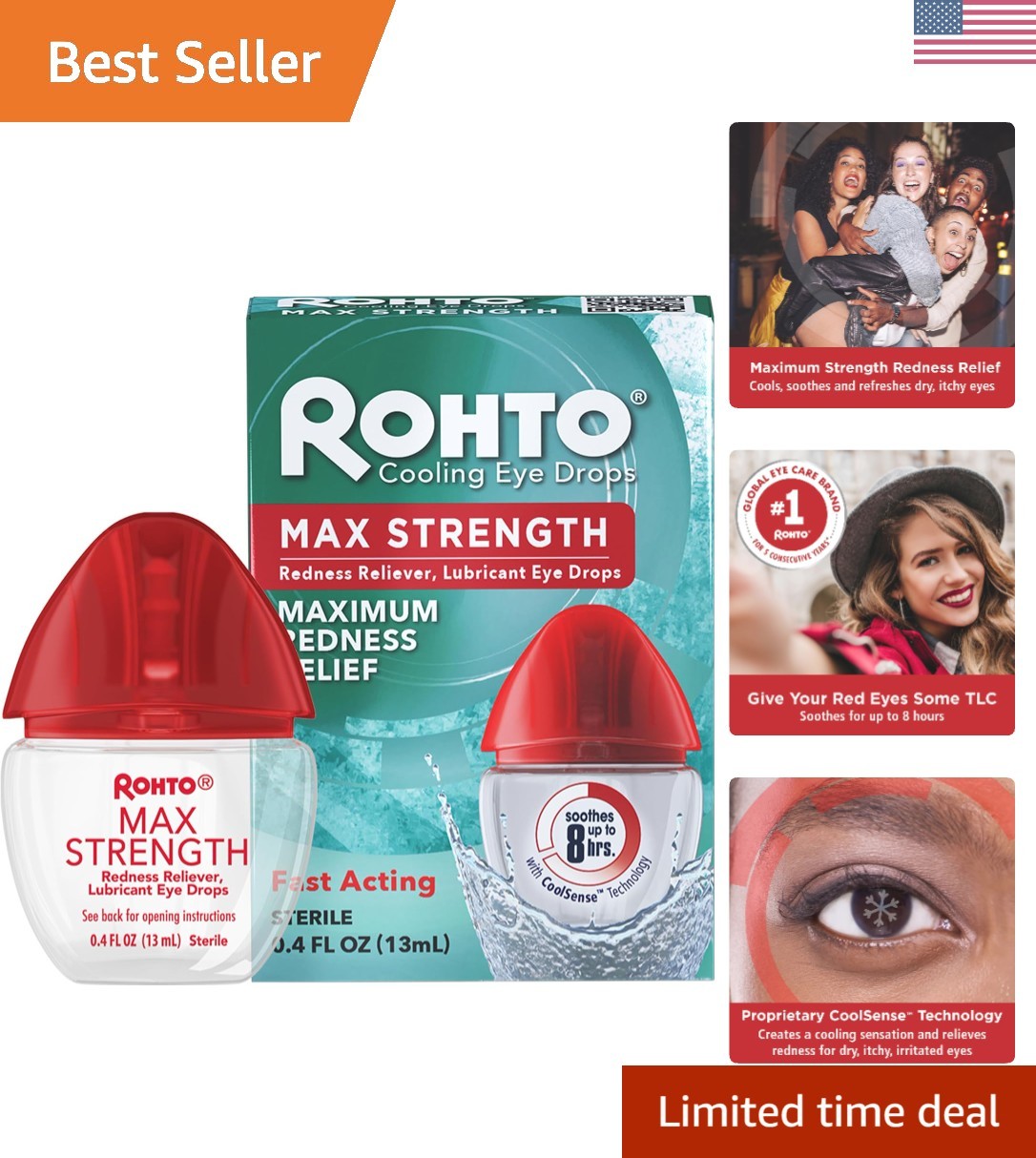 For Red, Dry Eyes - 8-hour Relief, 0.4 Fl Oz Bottle