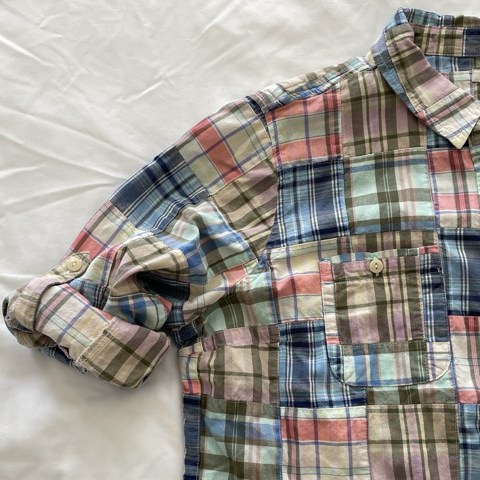 LL Bean Patchwork Plaid Womens Buttoned Shirt Mad… - image 5