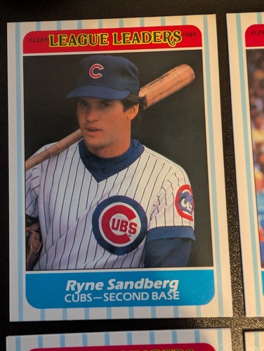 1986 Fleer League Leaders - 4 Card Lot (Puckett, Sandberg, Boggs, and Mattingly) - Picture 2 of 6