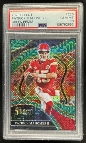 2023 Panini Select Patrick Mahomes II Green Prizm Club #/5 Chiefs PSA 10