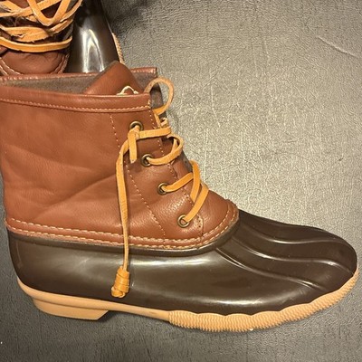 L.L.Bean Men s Brown Leather Duck Boots Lace-Up Ankle Round Toe Size 8