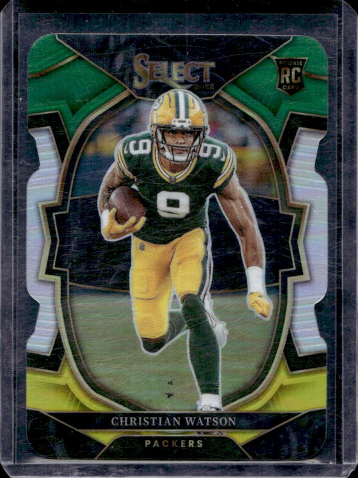 2022 Select Christian Watson RC Green and Yellow Prizm Die Cut Concourse #53