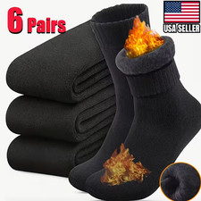 6 Pairs Winter Men Thick Warm Fleece Lined Socks Snow Boots for Skiing, Hiking