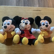 Vtg Lot 3 Mickey Mouse Plush Toy Walt Disney 7" Mickey's Christmas Carol Minnie