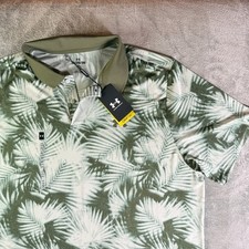 Under Armour Golf Polo Shirt Men's 2XL Palm Leaf Print UPF 30 Short Sleeve NWT
