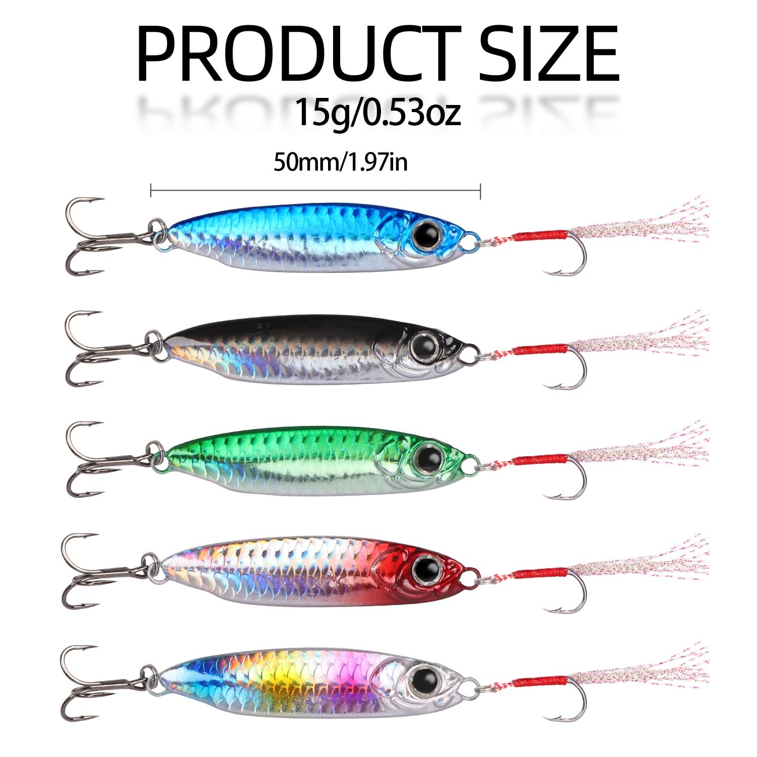 Saltwater Jigs: Ultra-Sharp Hooks, Spoon Lures for Tuna, Salmon, Bass - 15g 5PCS - Image 6