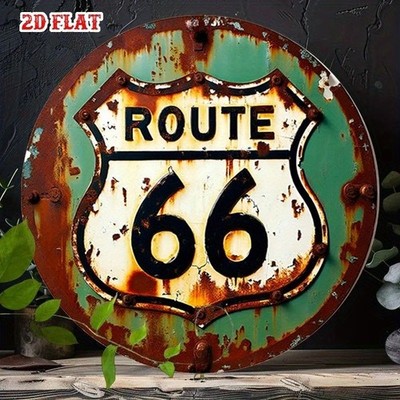Route 66 Vintage Rusty Metal Sign Retro Tin Wall Decor for Garage Bar Man Cave