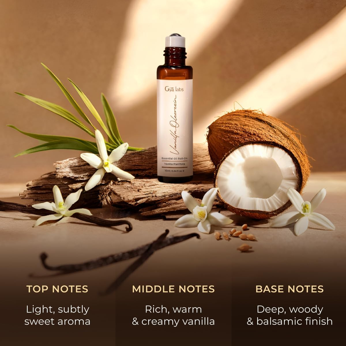 Huile essentielle de vanille en roll-on 10ml parfum apaisant et hydratant pour femme