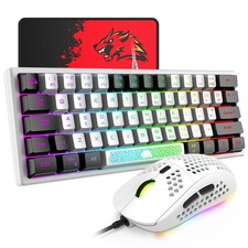 60 Wired Gaming Keyboard and Mouse Combo True RGB Mini Mechanical Feel Ultra-...