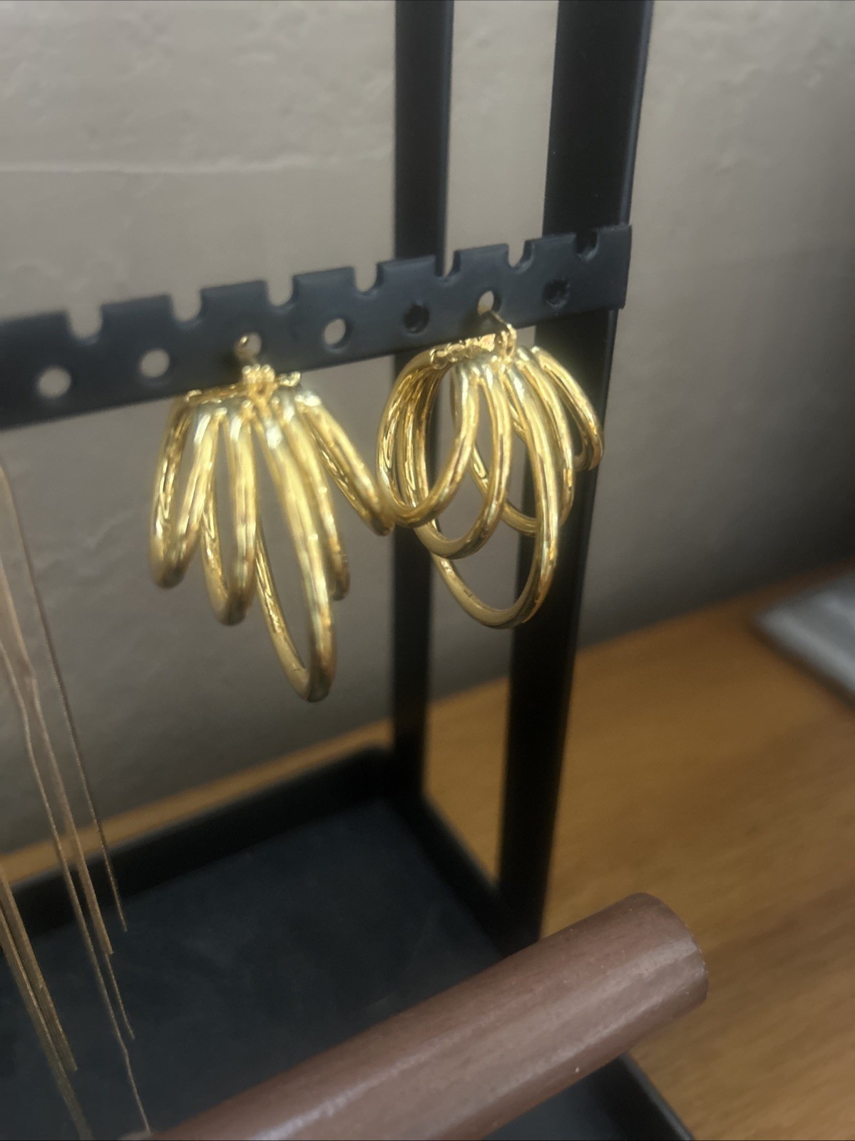 Gold Multiple Hoop Dangle Earrings - image 3