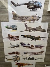 Vintage Military Aircraft Art Prints 81x29cm Unfolded Blank Back Multi-Listing