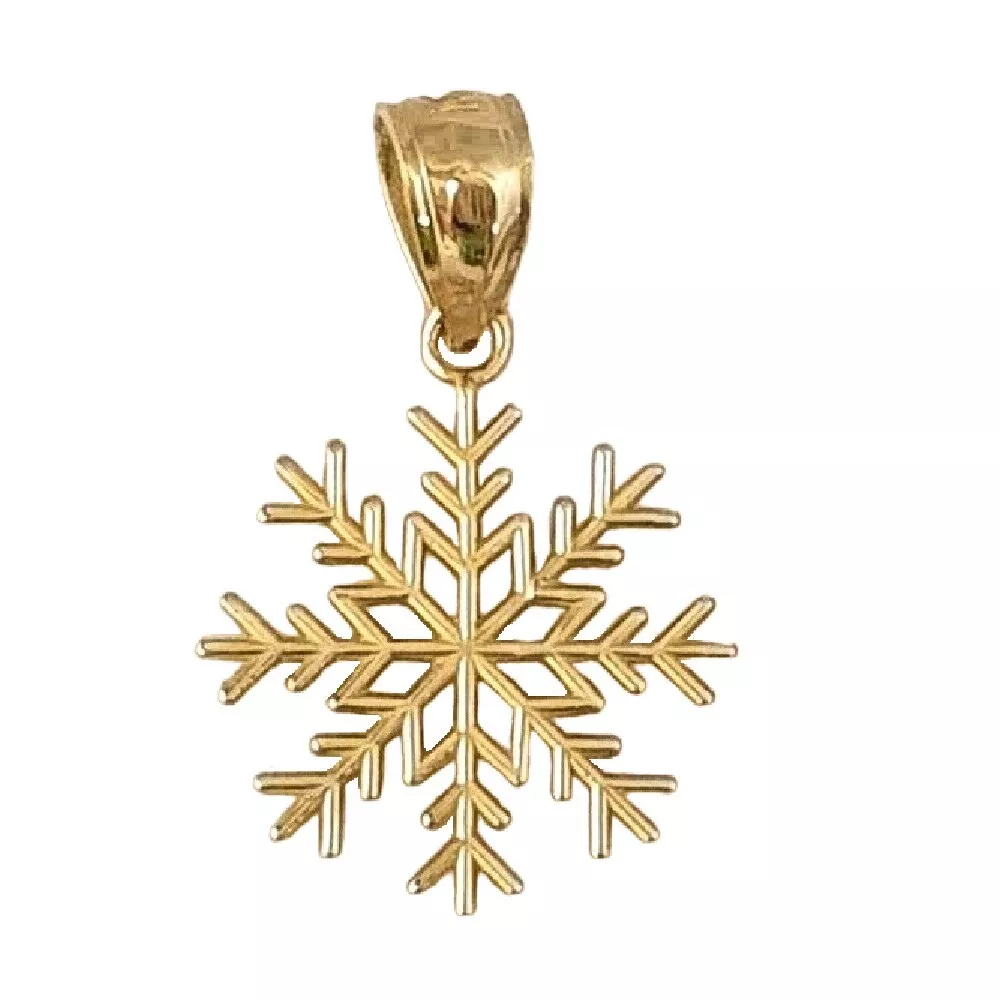 14k Yellow Gold SNOWFLAKE Pendant Charm Made in USA eBay