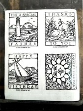 Stampin Up 2001 Wonderful Woodcuts Rubber Stamp Set Unmounted New Thanks To You