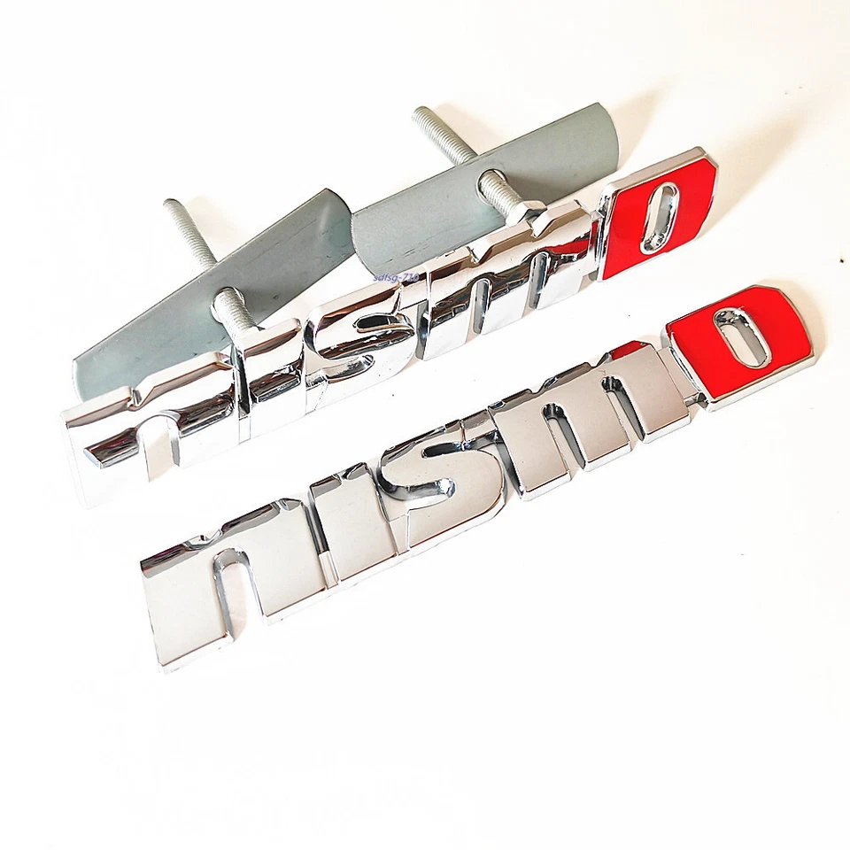 NISMO Front Hood Grille Badge Chrome Red Rear Trunk Metal Emblem Car Decal - Imagem 3 de 3