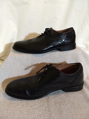 G.H. Bass & Co Mens Black Leather Flex Step Wingtip Oxfords  display picture 1