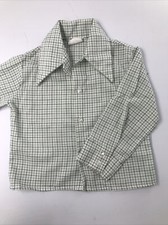 Vintage Toddlers's Good Lad Tailored Green Plaid Button Up Long Sleeve Shirt