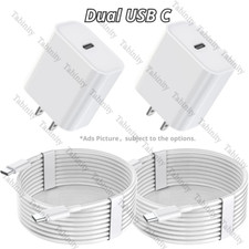 20W Fast Charger Wall Power Adapter USB Type C Cord For Samsung iPhone 16 15 Pro