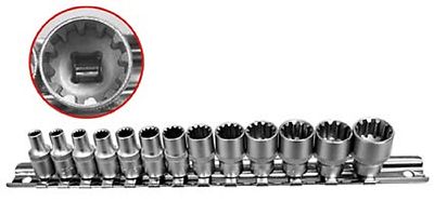 13 NÜSSE NUSS-Satz E-Profil Metrisch Zoll 6 & 12 kant Gearlock Steckschlüssel