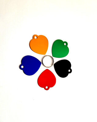 4 x Herz Hundemarke  Alu 35 x 33 mm +Gravur,  Adressanhänger, stabil, Tiermarke