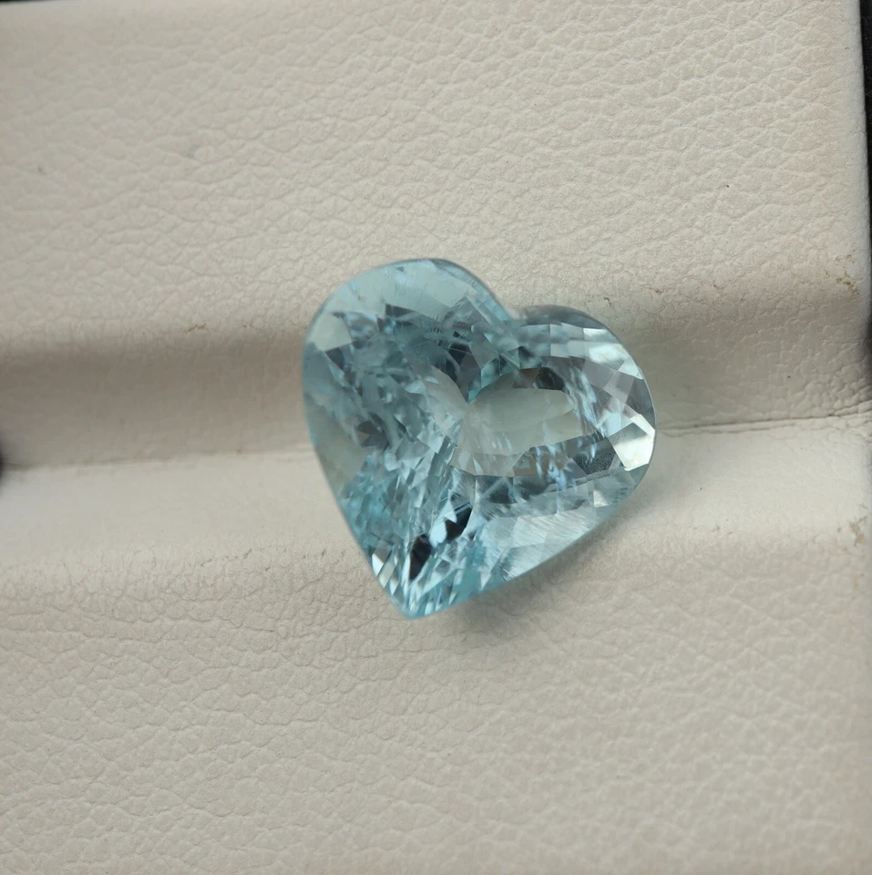 12.4 毫米 4.90 克拉自然浅蓝色海蓝宝石刻面心形散装宝石 — 第 2/4 张图片