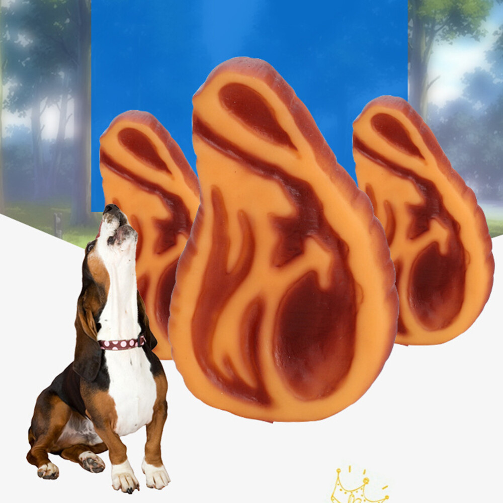 Lovely Plastic Steak Design Dog Toy Puppy Chew Squeak Sound for Small Dogs Pet