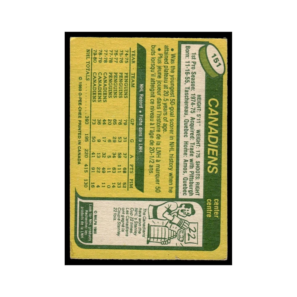 Pierre Larouche 1980 O-Pee-Chee #151 Montreal Canadiens Hockey Card VG - Image 2 of 3