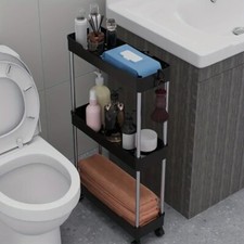 Bathroom Storage Rack with Wheels 3/4 Layer Rolling Utility Cart Bathroom Storag