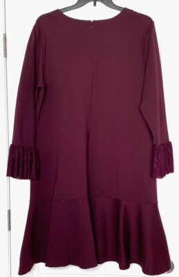 SEJOUR Nordstrom Burgundy Wine Stretch Ponte Knit Bell Lace Sleeve Dress  20W 2X | eBay