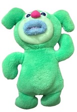 Sing A Ma Jigs Plush 8 Inch Green Doll With Blue Lips Red Nose Works
