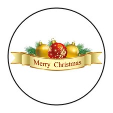 30 MERRY CHRISTMAS ENVELOPE SEALS LABELS STICKERS 1.5" ROUND