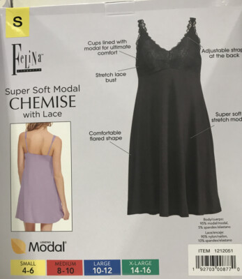felina cotton modal sleep dress 2-pack Felina Chemise Size Small Super Soft Modal with Lace Lounge Sleepwear Lilac