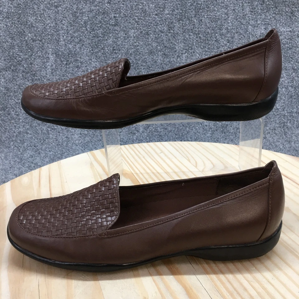 Bellini Zapatos Mujer 10 M Mocasines Cuero Marrón Tejido Sin Cordones Informales Parte Superior Baja Foto 2 de 4