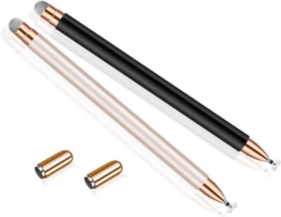 2-in-1 Stylus Pens for Touch Screens, Dual Tips Universal Black Silver 