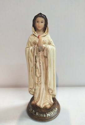 Statua Maria Rosa Mistica In Resina - 12 Cm, Devozionale Per Preghiera E Decorazione