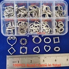 100PCS Antiqued Silver Metal Bead Frame Beads for DIY Jewelry Making