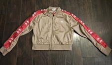 Kappa Cream Beige Cropped Banda Wanniston Slim Track Jacket Full Zip Sz M